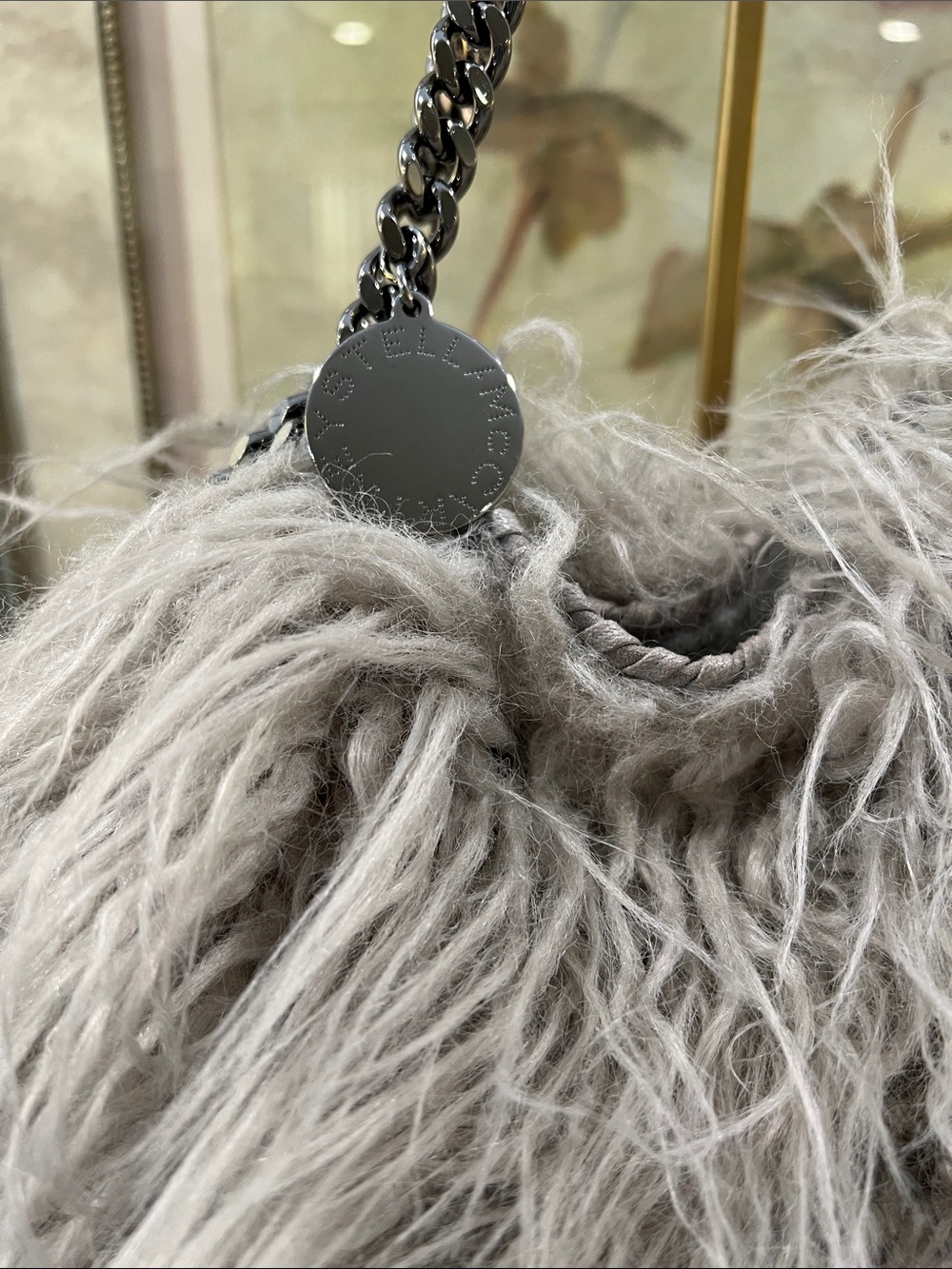 Stella McCartney Falabella Gray Faux Fur Shoulder Bag - Picture 2 of 14